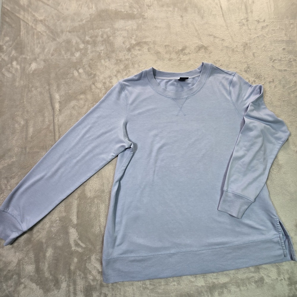 Jockey Women's XL Light Blue Crewneck Sweatshirt Pullover Long Sleeve Side Slit